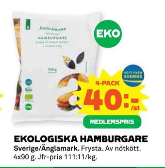 Stora Coop Ekologiska hamburgare erbjuda