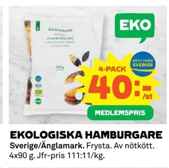 Coop Konsum Ekologiska hamburgare erbjuda