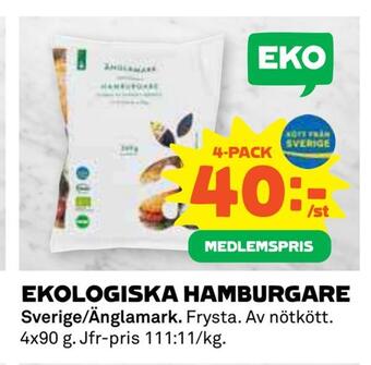 Coop Daglivs Ekologiska hamburgare erbjuda