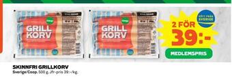 Coop Daglivs Skinnfri grillkorv erbjuda