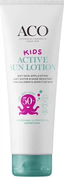 Apotek Hjärtat Aco kids active sun lotion spf 50+ 250 ml erbjuda