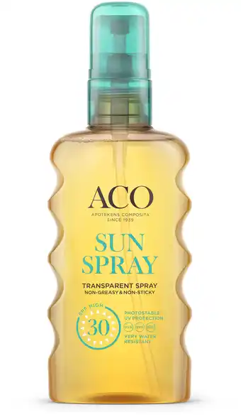 Apotek Hjärtat Aco sun transparent spray spf 30 175 ml erbjuda