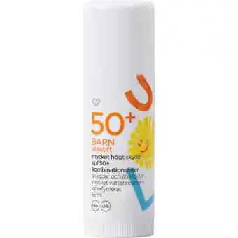 Apotek Hjärtat Hjärtats solstift barn spf50+ oparfymerat 15 ml erbjuda
