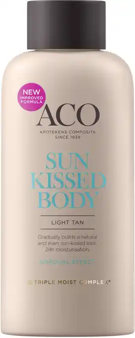 Apotek Hjärtat Aco sunkissed self-tanning body lotion 200 ml erbjuda