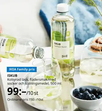 ISKUB Kolsyrad läsk, flädersmak/med socker och sötningsmedel, 500 ml