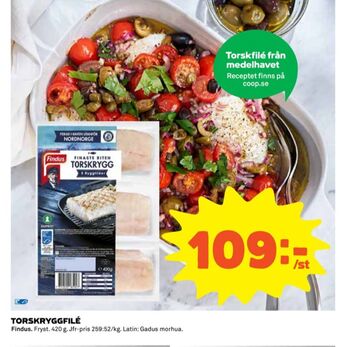 Coop Findus torskfilé erbjuda