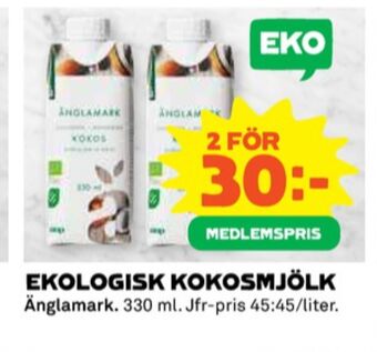 Coop Änglamark kokosmjölk erbjuda