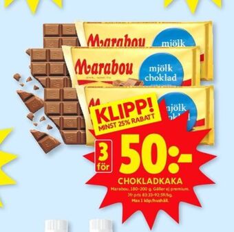 ICA Kvantum Marabou chokladkaka mjölkchoklad erbjuda