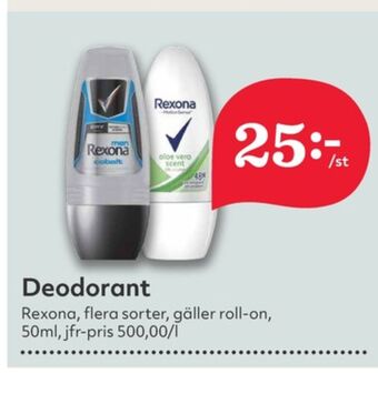 Hemköp Rexona deodorant roll-on erbjuda