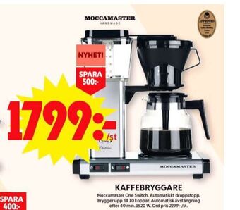 ICA Maxi Moccamaster kaffebryggare erbjuda