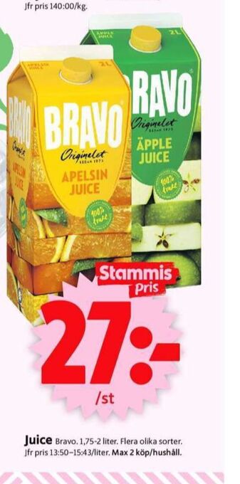 ICA Supermarket Bravo juice erbjuda