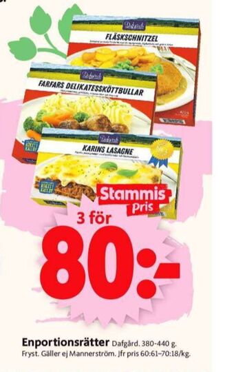 ICA Supermarket Dafgårds färdigrätter erbjuda