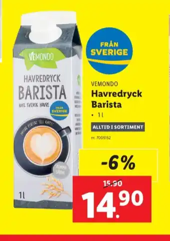 Lidl Barista havredryck erbjuda