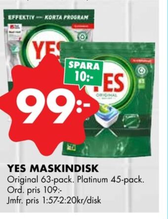 ÖoB Yes diskmaskintabs erbjuda