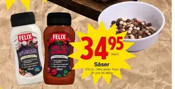 Matöppet Felix såser erbjuda