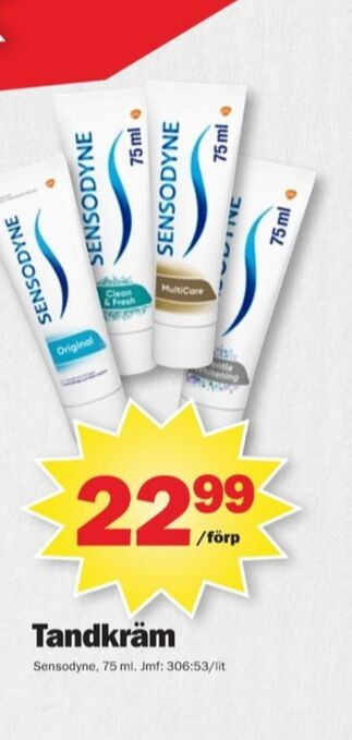 Pekås Sensodyne tandkräm erbjuda