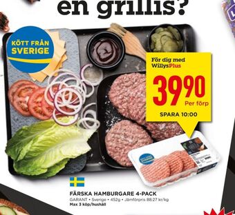 Willys Hemma Garant hamburgare erbjuda