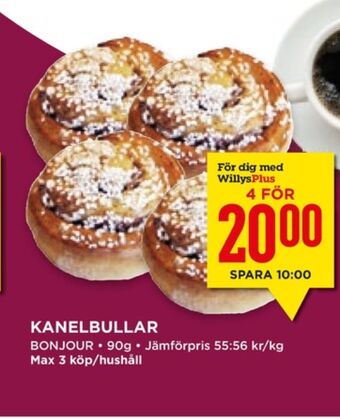 Willys Hemma Bonjour butiksbakat kaffebröd erbjuda