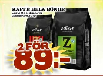 Din Mat Kaffe hela bönor erbjuda