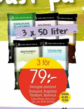 EKO Ekologisk plantjord, Dressjord, Kogödsel, Täckbark, Barkmull erbjuda