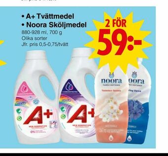 Matöppet A+ Tvättmedel • Noora Sköljmedel erbjuda