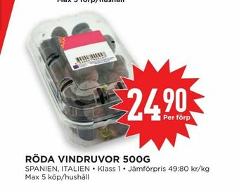 Willys Hemma Röda vindruvor 500g erbjuda