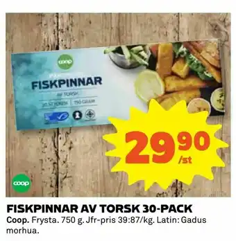 Coop Konsum Fiskpinnar av torsk 30-pack erbjuda
