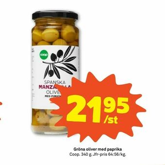 Coop Forum Gröna oliver med paprika erbjuda