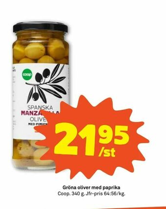 Stora Coop Gröna oliver med paprika erbjuda