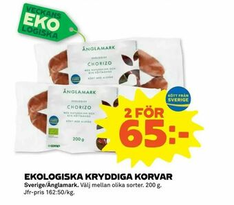 Stora Coop Ekologiska kryddiga korvar erbjuda