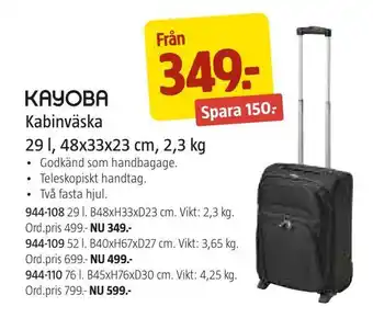 Jula Kabinväska 29 l, 48x33x23 cm, 2,3 kg erbjuda