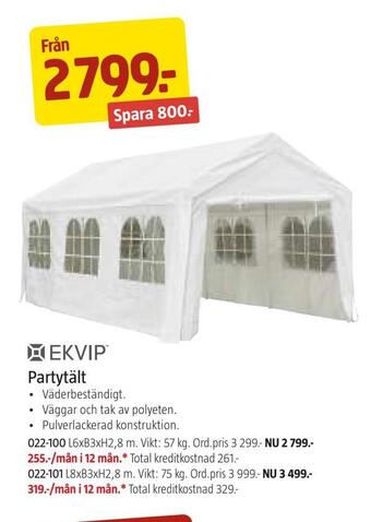 Jula Partytält erbjuda