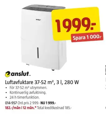 Jula Luftavfuktare 37-52 m2,3 l, 280 w erbjuda