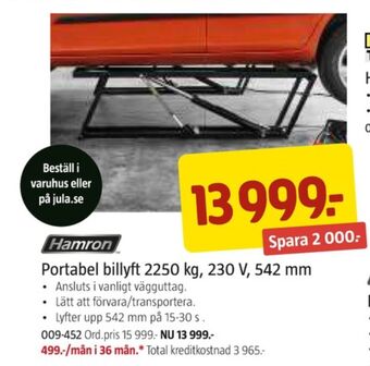 Jula Hamron billyft erbjuda