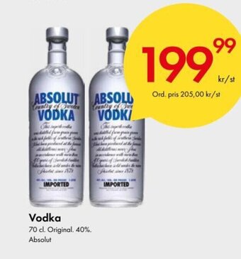 Vodka 70 cl. Original. 40%. Absolut