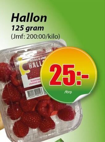 Extra Mjällby Stormarknad Hallon 125 gram erbjuda