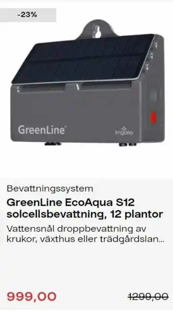 GreenLine EcoAqua S12 solcellsbevattning, 12 plantor Vattensnål droppbevattning av krukor, växthus eller trädgårdslan...