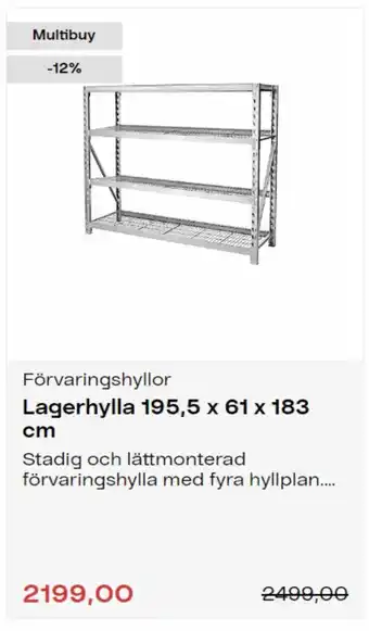 Clas Ohlson Förvaringshyllor Lagerhylla 195,5 x 61 x 183 erbjuda