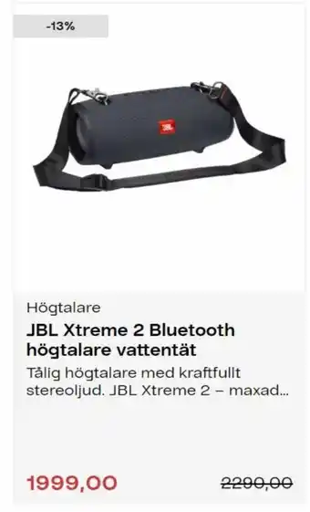 Clas Ohlson JBL Xtreme 2 Bluetooth högtalare vattentät erbjuda