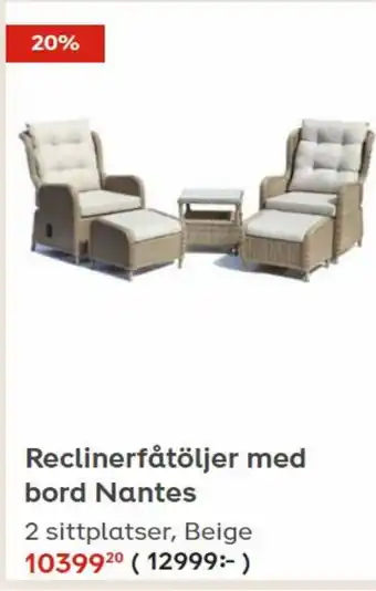 Reclinerfåtöljer med bord Nantes