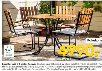 Rusta Bord Furuvik + 4 stolar Furuvik erbjuda