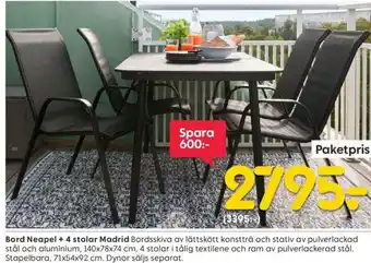 Bord Neapel + 4 stolar Madrid
