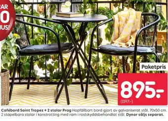 Rusta Cafébord Saint Tropez + 2 stolar Prag erbjuda