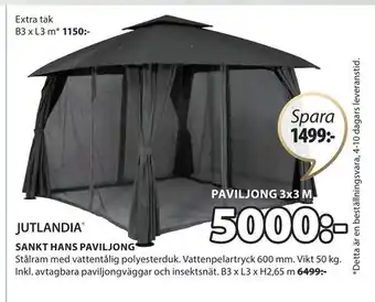 JYSK Paviljong 3x3 m erbjuda