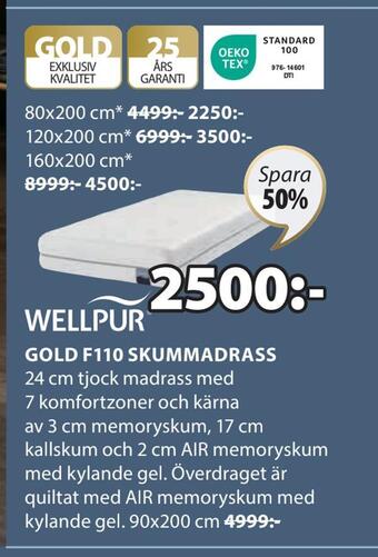 JYSK Gold f110 skummadrass erbjuda