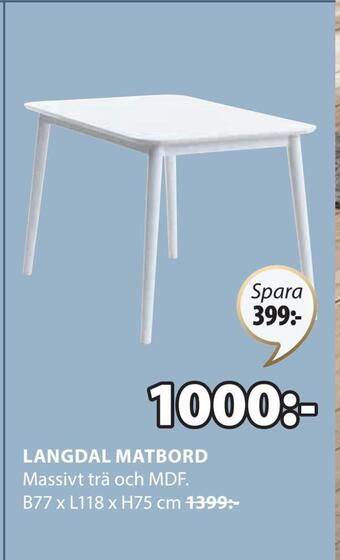JYSK Langdal matbord erbjuda