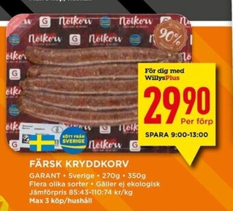 Willys FÄRSK KRYDDKORV erbjuda