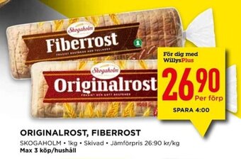 Willys ORIGINALROST, FIBERROST erbjuda