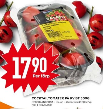 Willys COCKTAILTOMATER PÅ KVIST 500G erbjuda