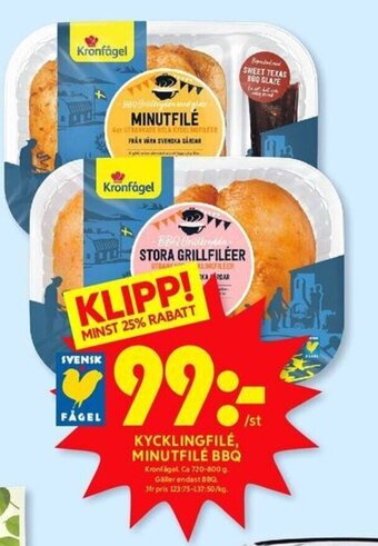 ICA Kvantum KYCKLINGFILÉ, MINUTFILÉ BBQ erbjuda